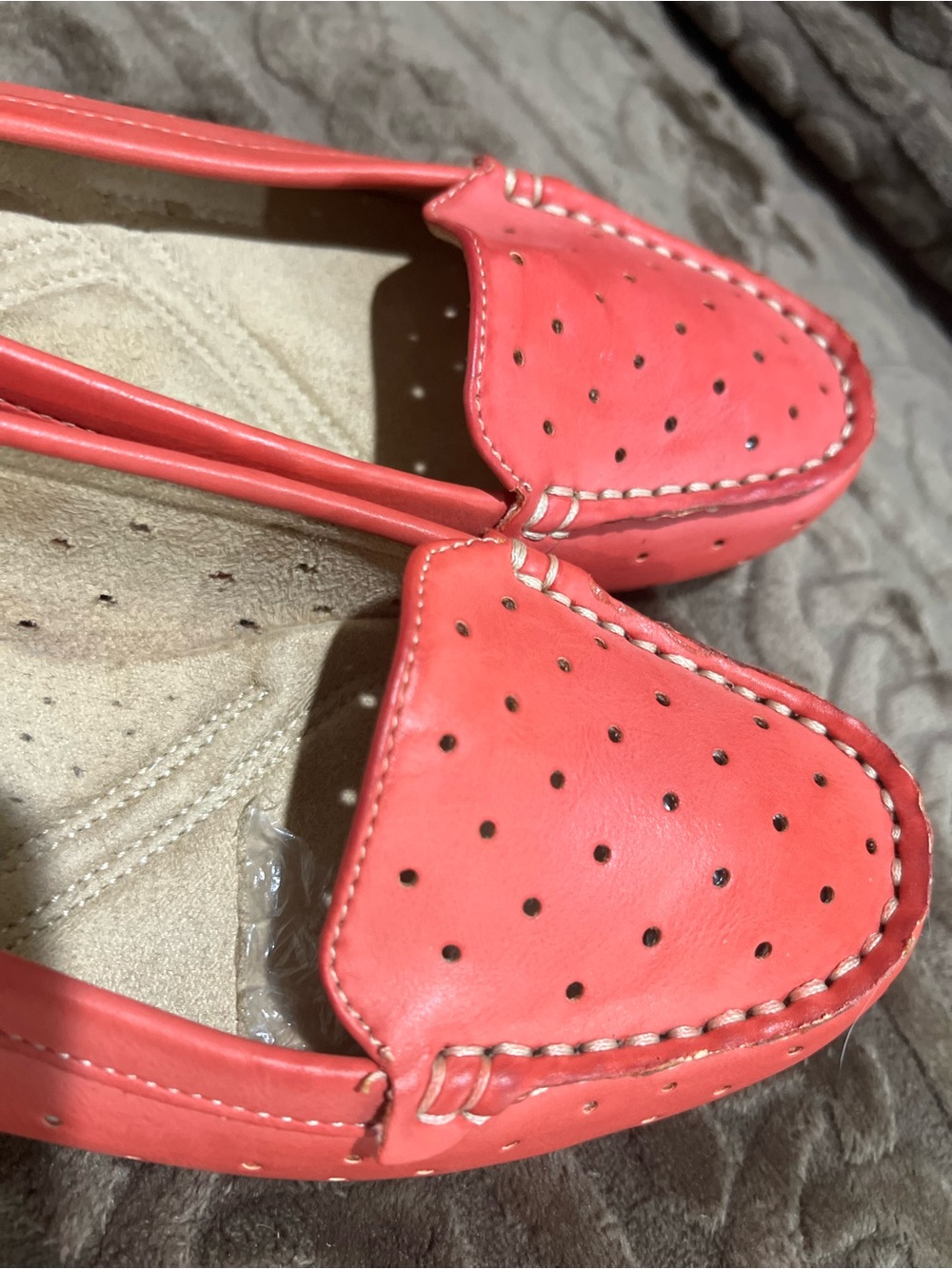 Women’s Red Perforated Loafers